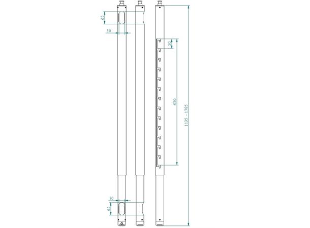 Euromet 1100-1780 mm forlenger for Arakno, hvit